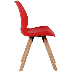 Decoshop26 Chaise de salle à manger x1 design scandinave en plastique et PVC rouge et pieds en bois carrés clair 10_0002303