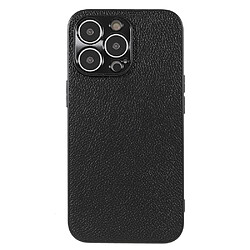 Coque en cuir véritable texture litchi, antichoc noir pour votre iPhone 13 Pro 6.1 pouces