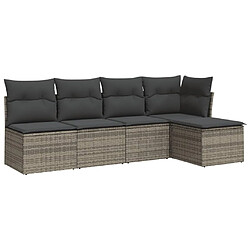 Maison Chic Salon de jardin 5 pcs avec coussins | Ensemble de Table et chaises | Mobilier d'Extérieur gris résine tressée -GKD97639