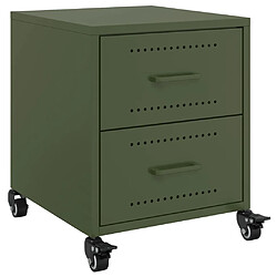 vidaXL Table de chevet vert olive 36x39x43,5 cm acier