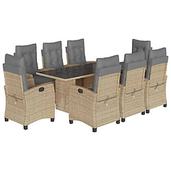 vidaXL Ensemble à manger de jardin et coussins 9 pcs mélange beige