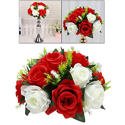 26cm Réaliste Artificielle Rose Fleurs Boule 15 Têtes De Mariage Bouquet Décor Blanc Rouge pas cher