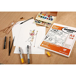 Clairefontaine REF 94040C Papier Manga Bloc Storyboard 27,5x37,4 cm 100 Feuilles Grille divisée en 6 Cases 55 grammes par 1, Blanc