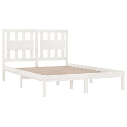 Acheter Maison Chic Lit Moderne Chambre - Cadre/structure de lit pour adulte Blanc Bois de pin massif 150x200 cm Très grand -MN40608