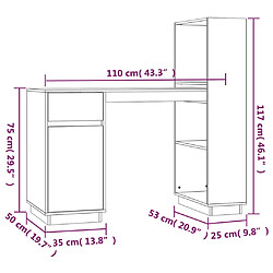 vidaXL Bureau 110x53x117 cm Bois massif de pin pas cher