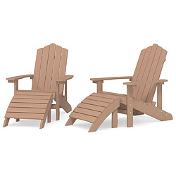 vidaXL Chaises de jardin Adirondack lot de 2 repose-pieds PEHD Marron