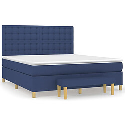 vidaXL Sommier à lattes de lit avec matelas Bleu 160x200 cm Tissu