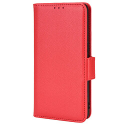 Etui en PU texture litchi avec support, rouge pour votre Oppo Reno6 4G