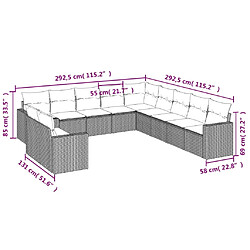 Avis Maison Chic Salon de jardin 11 pcs avec coussins | Ensemble de Table et chaises | Mobilier d'Extérieur noir résine tressée -GKD29028