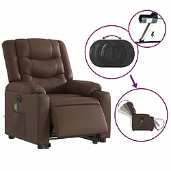 Maison Chic Fauteuil Relax pour salon, Fauteuil inclinable de massage électrique marron similicuir -GKD21027 pas cher