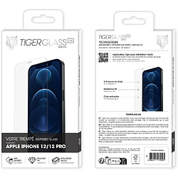 Tiger Verre Trempé pour iPhone 12/12 Pro Anti-rayures et Anti-bulles avec Applicateur Transparent