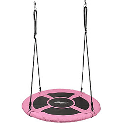 Helloshop26 Balançoire nid d'oiseau ronde à suspendre robuste charge max 300 kg diamètre 100cm cordes réglables extérieur intérieur rose balançoire suspendue pour enfants adultes jardin 01_0000325