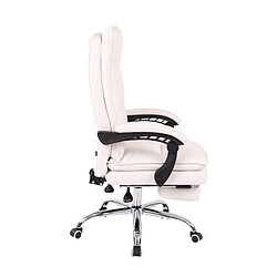 Avis Decoshop26 Fauteuil de bureau avec repose-pied et dossier ajustable en synthétique blanc BUR10389