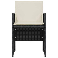 Maison Chic Ensemble de bistro 3 pcs avec coussins,Table + chaises + coussins de jardin noir résine tressée -GKD430534 pas cher