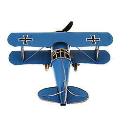 Avis rétro avion métallique modèle biplan avion militaire décor à la maison jouet bleu