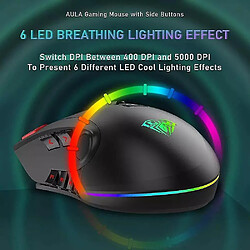 Universal H512 RVB Backlight Gaming Mouse 12 Boutons Programmation 5000 DPI OPTICE USB WIRED MONDE avec feu