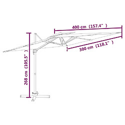 vidaXL Parasol cantilever à double toit Bordeaux Rouge 400x300 cm pas cher