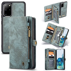 Caseme Etui en PU split vintage bleu pour votre Samsung Galaxy S20 Plus