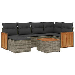 vidaXL Salon de jardin avec coussins 7 pcs gris résine tressée