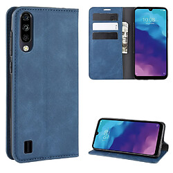 Etui en PU flip auto-absorbant au toucher soyeux avec support bleu pour votre ZTE A7(2020)