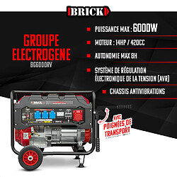 Groupe électrogène max 6000W avec roues et prise triphasée - Brick