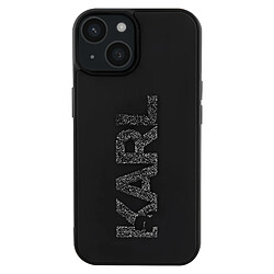 Karl Lagerfeld Coque pour iPhone 15 Plus Dos Effet Cuir Bords Rehaussés Noir