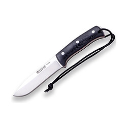 Couteau de brousse Joker "Nomad" CM125-P, lame de 12,7 cm, mango toile micarta, étui en cuir noir avec silex, outil pour la pêche, la chasse, le camping et le trekking