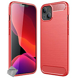 Htdmobiles Coque pour Apple iPhone 13 / iPhone 14 - housse etui silicone gel carbone + film ecran - ROUGE