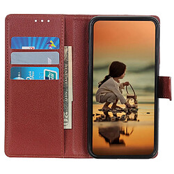 Etui en PU texture litchi, fermoir magnétique, anti-rayures avec support pour votre Realme 9i 5G - marron