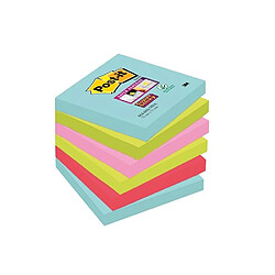 Notes couleurs Miami Super Sticky Post-it 76 x 76 mm - Bloc de 90 feuilles - Lot de 6