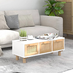 Maison Chic Table basse,Table Console Table d'appoint, Table pour salon Blanc 80x40x30 cm Bois d'ingénierie et pin massif -MN62962