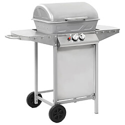 vidaXL Barbecue à gaz avec 2 zones de cuisson Acier Argenté