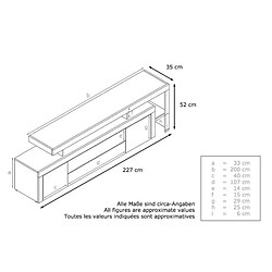 Avis Mpc Meuble TV Laqué Blanc (lxhxp): 227 X 52 X 35 Cm