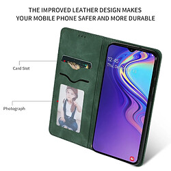 Wewoo Housse Coque en cuir à rabat horizontal magnétique Business Skin Feel rétro pour Samsung Galaxy A10 vert armée