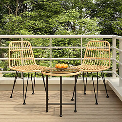 Salle à manger de jardin 3 pcs,Table et chaise à dîner Résine tressée -MN64164