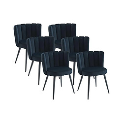 Lot de 6 chaises en velours et métal - Noir - PRANILA de Pascal MORABITO