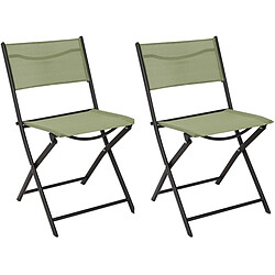 The Home Deco Factory Chaise de jardin pliable en acier Elba (Lot de 2) vert.