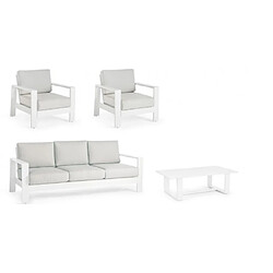 Bizzotto Salon extérieur Baltic canapé +2 fauteuils +Table basse blanc