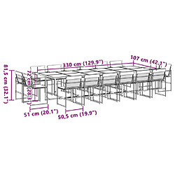 vidaXL Ensemble à manger de jardin avec coussins 17pcs blanc textilène pas cher