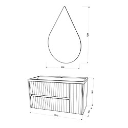 Acheter Kiamami Valentina MOBILIER DE SALLE DE BAINS SUSPENDU 100CM CHÊNE DORÉ CANNETTÉ | CORTINA