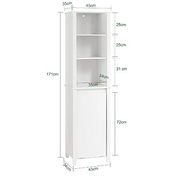 Avis SoBuy BZR102-W Meuble Colonne de Salle de Bain, Armoire Haute, Colonne de Rangement, 3 Étagères, 1 Panier à Linge Amovible