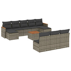 Maison Chic Salon de jardin 11 pcs avec coussins | Ensemble de Table et chaises | Mobilier d'Extérieur gris résine tressée -GKD26138