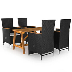 Salle à manger de jardin 5 pcs,Table et chaise à dîner Noir -MN33872