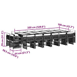 Acheter vidaXL Ensemble à manger de jardin 17 pcs et coussins résine tressée