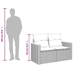 vidaXL Canapé de jardin avec coussins 2 places noir résine tressée pas cher