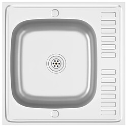 vidaXL Jeu d'évier de cuisine et égouttoir argenté 600x600x155 mm inox