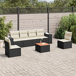 Maison Chic Salon de jardin 7 pcs avec coussins | Ensemble de Table et chaises | Mobilier d'Extérieur noir résine tressée -GKD75133