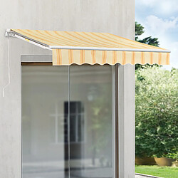 Avis Store Banne Bitonto avec Manivelle 250 x 200 cm Jaune Blanc [en.casa]