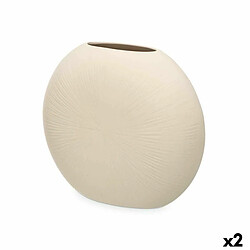 Gift Decor Vase Beige Céramique 36 x 34 x 16 cm (2 Unités) Circulaire 