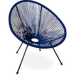 ICONIK INTERIOR Fauteuil Acapulco - Piétement Noir - Nouvelle Édition Bleu foncé